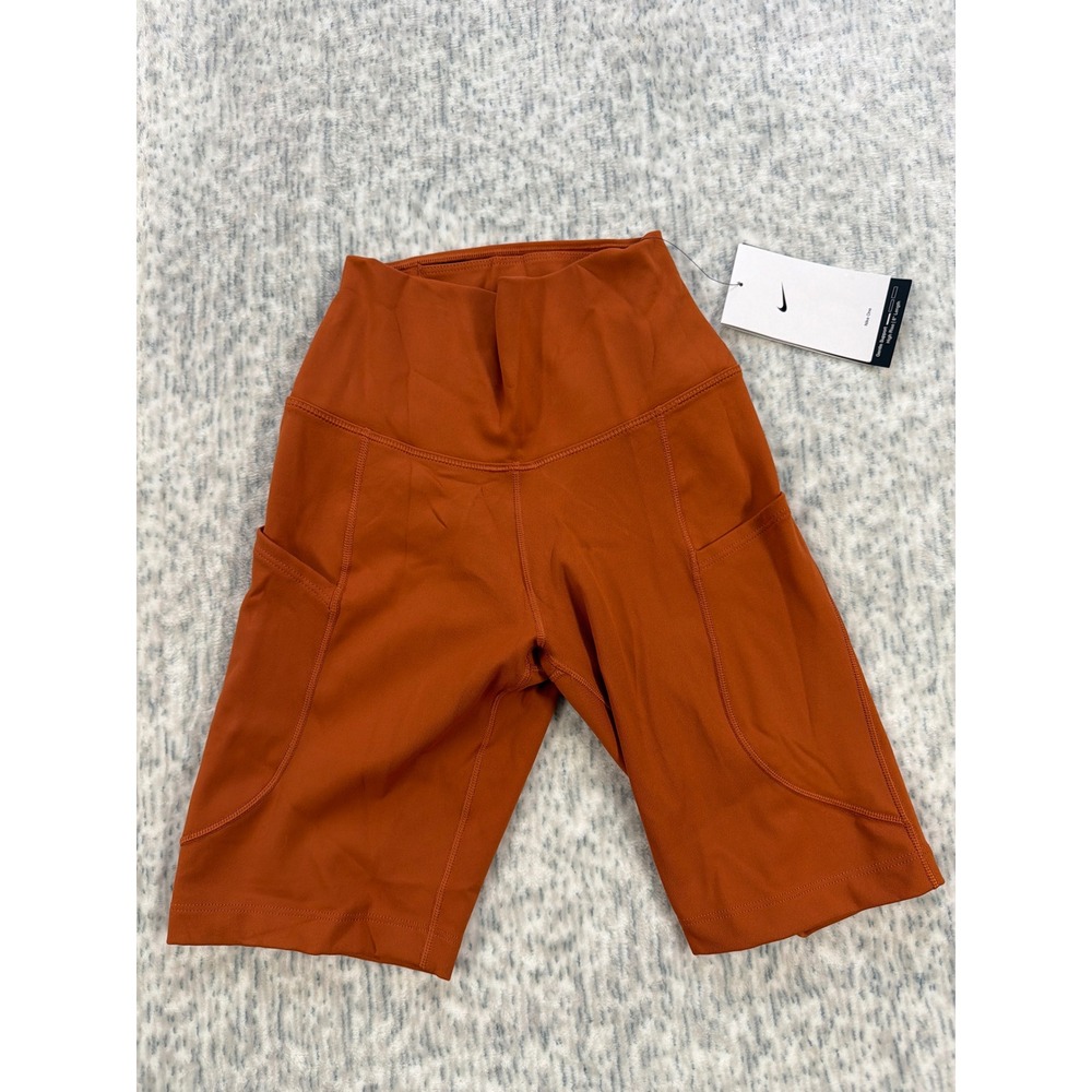Nike One Dri-FIT Womens High Rise 8 Inch Biker Shorts Burnt Orange FZ6758-825 XS